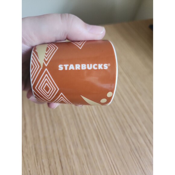 Starbucks 3oz Espresso Mug Brown & White Geometric Pattern - Picture 2 of 8